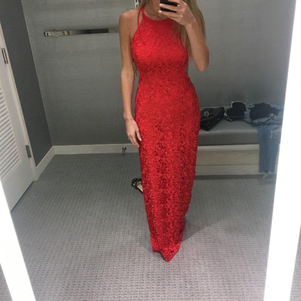 Aidan by Aidan Mattox red lace dress